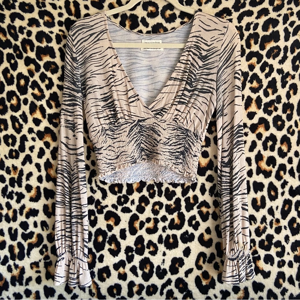Urban Outfitters Surplice Zebra Print Crop Top